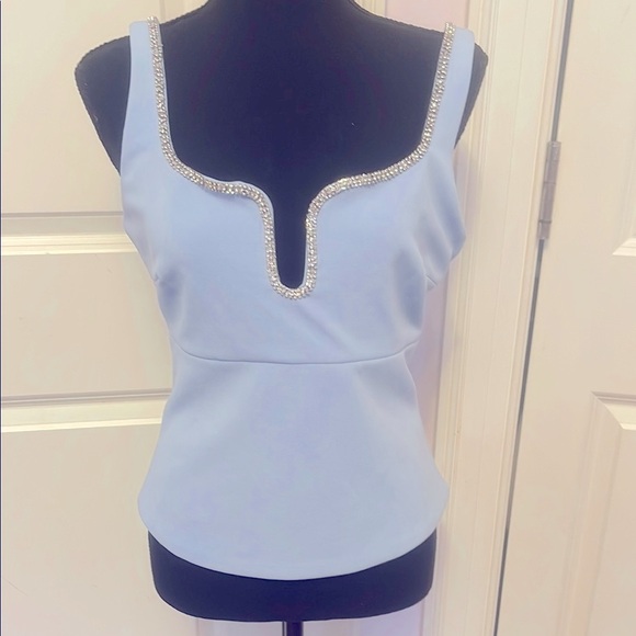 Aqua Blue Embellished Bustier Tank Top - Picture 2 of 4